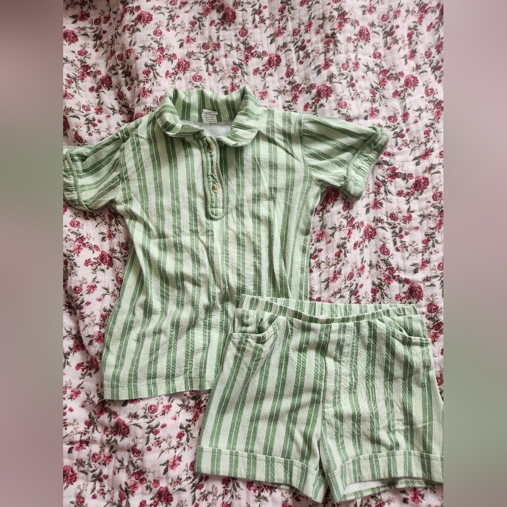 Kate Quinn Green Stripe Short Set Size 6